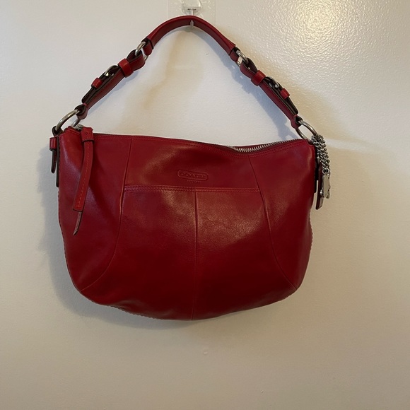 Coach Vintage EST. 1941 Red Hobo Bag with Front Pocket and Silver hardware, New - Picture 2 of 9